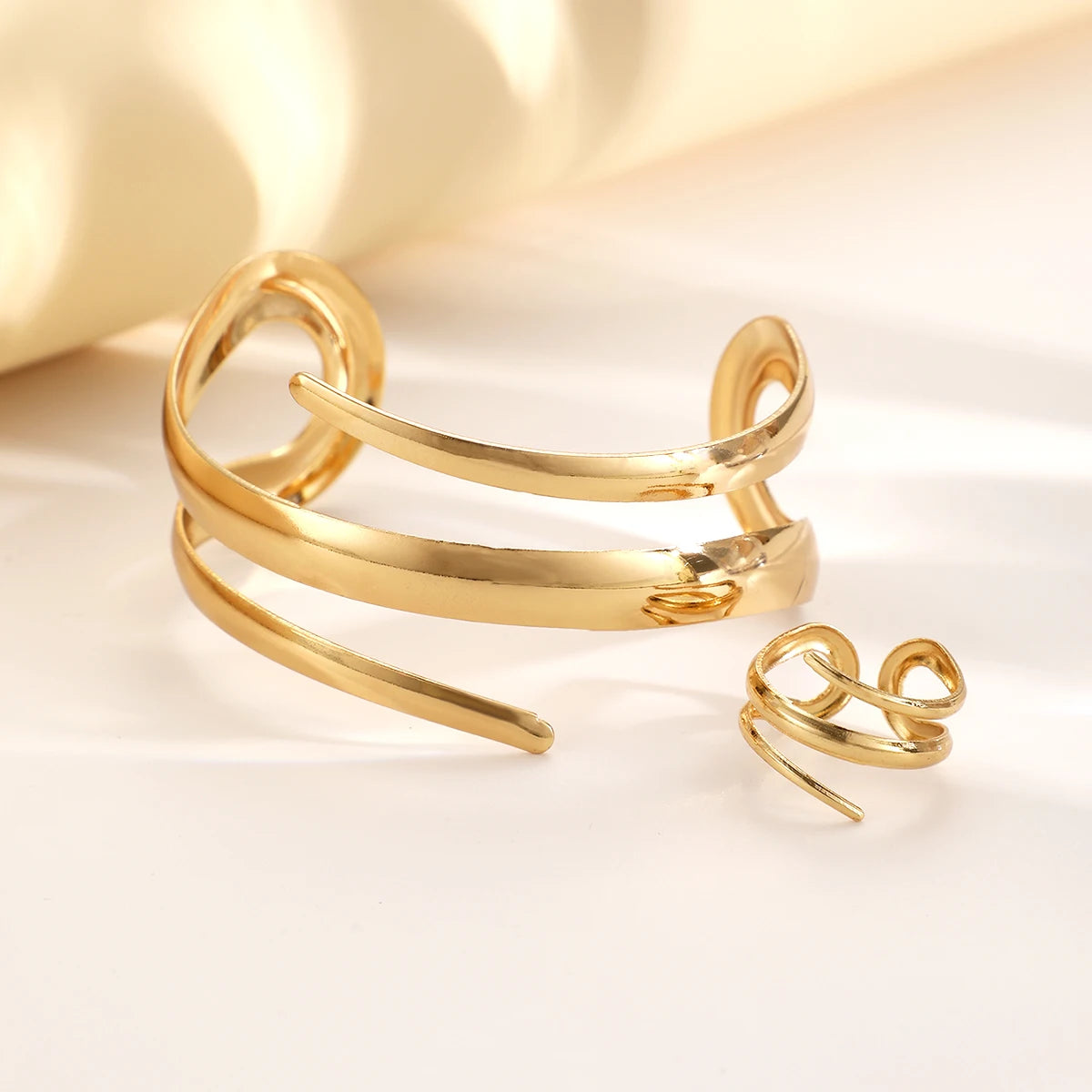 Thick Bracelet and Ring Jewelry Set