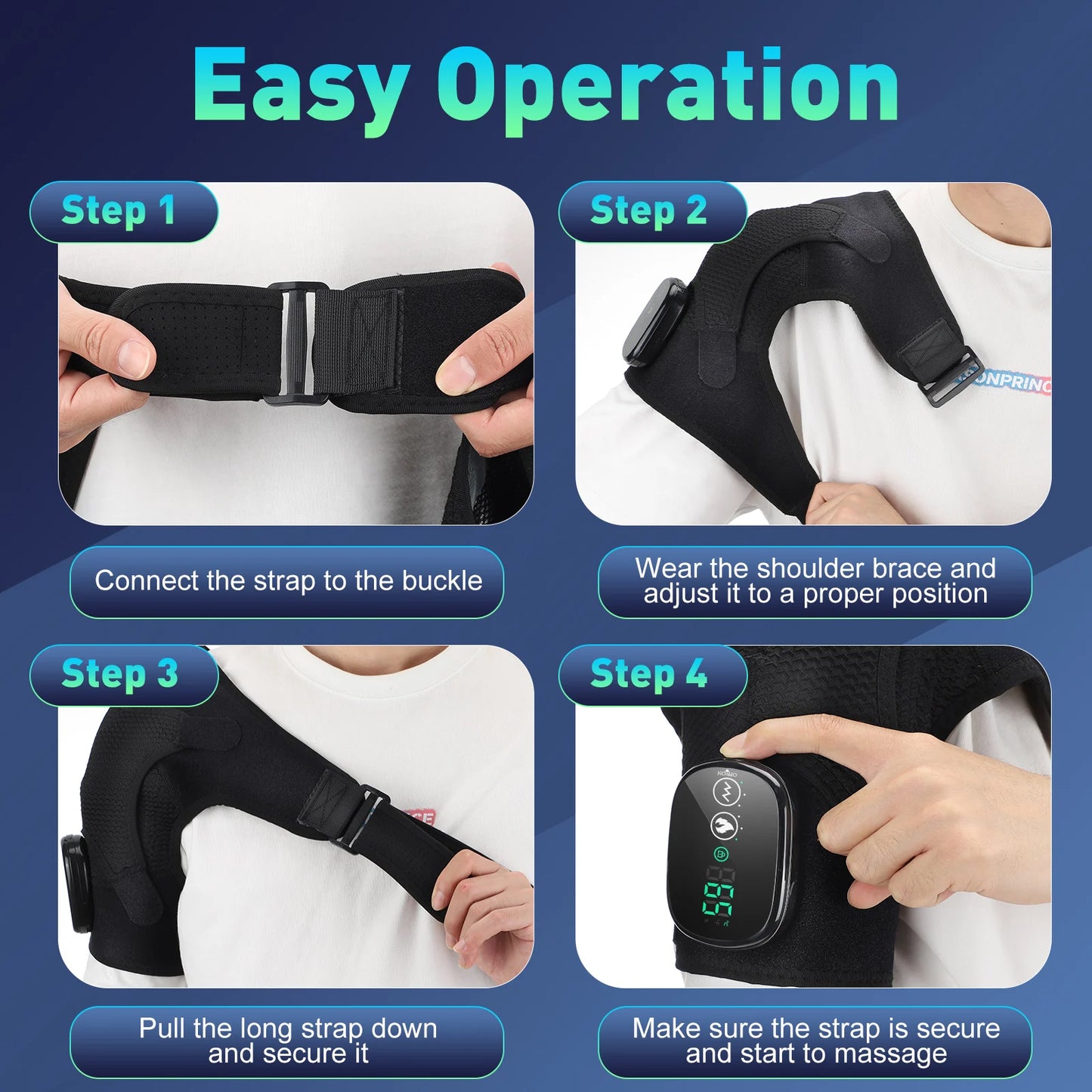 Electric Shouldert Heating Pad 3 Modes Vibration Shoulder Wrap With Hot Compress Shoulder Massager