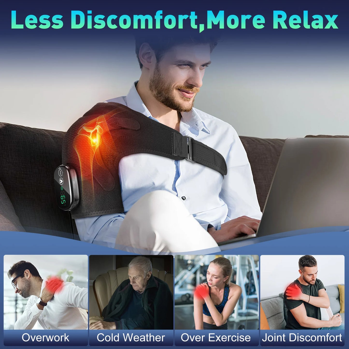 Electric Shouldert Heating Pad 3 Modes Vibration Shoulder Wrap With Hot Compress Shoulder Massager