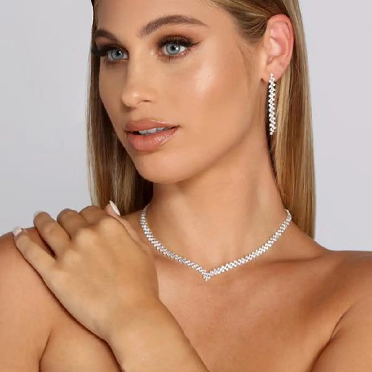 Lozenge Necklace Earrings Set