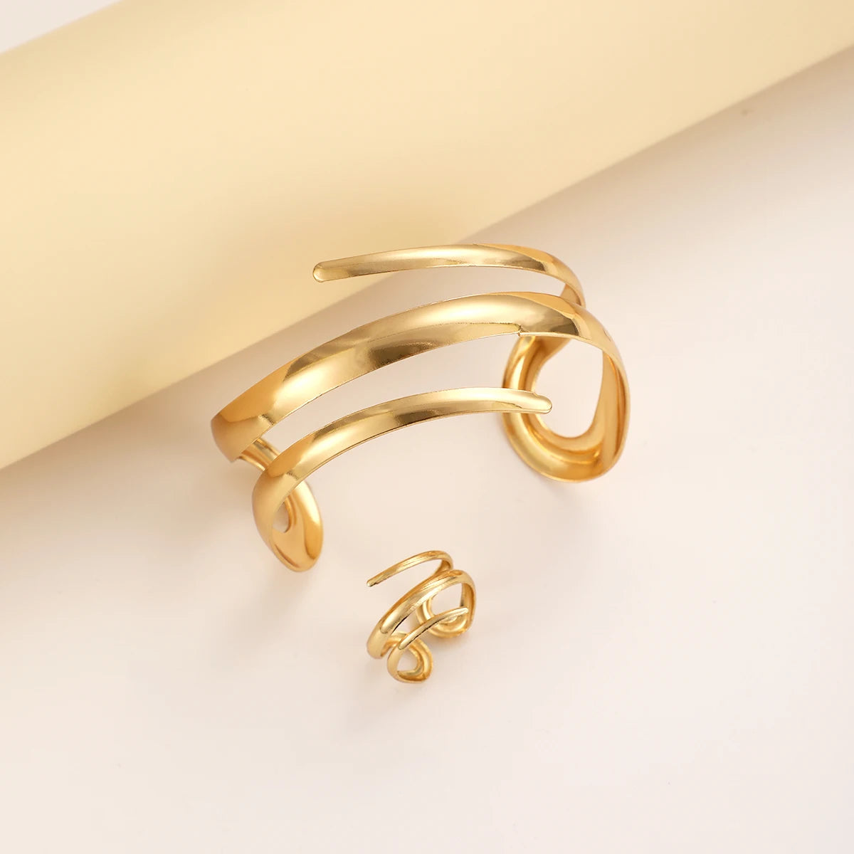 Thick Bracelet and Ring Jewelry Set