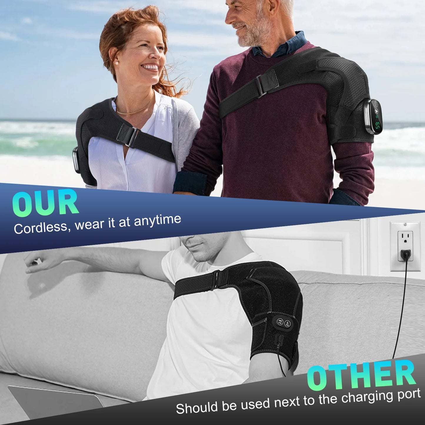 Electric Shouldert Heating Pad 3 Modes Vibration Shoulder Wrap With Hot Compress Shoulder Massager