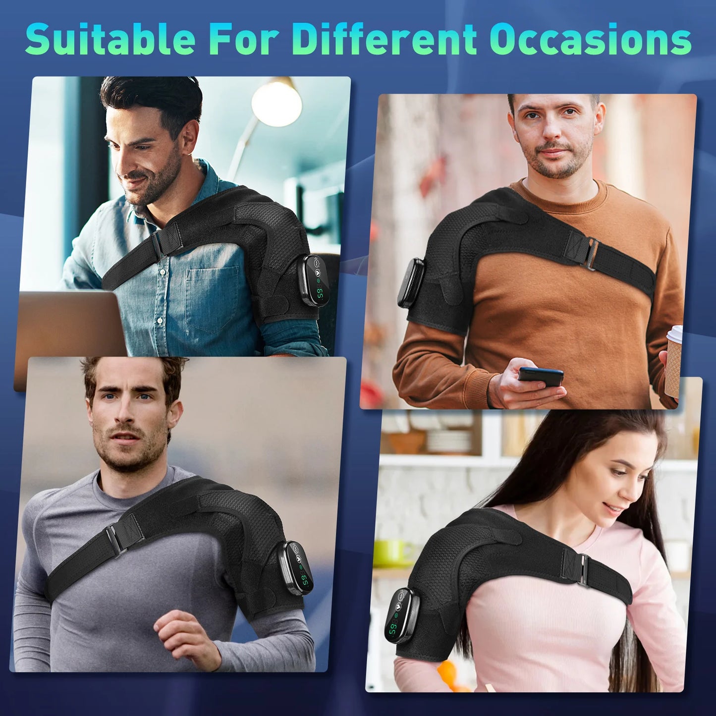 Electric Shouldert Heating Pad 3 Modes Vibration Shoulder Wrap With Hot Compress Shoulder Massager