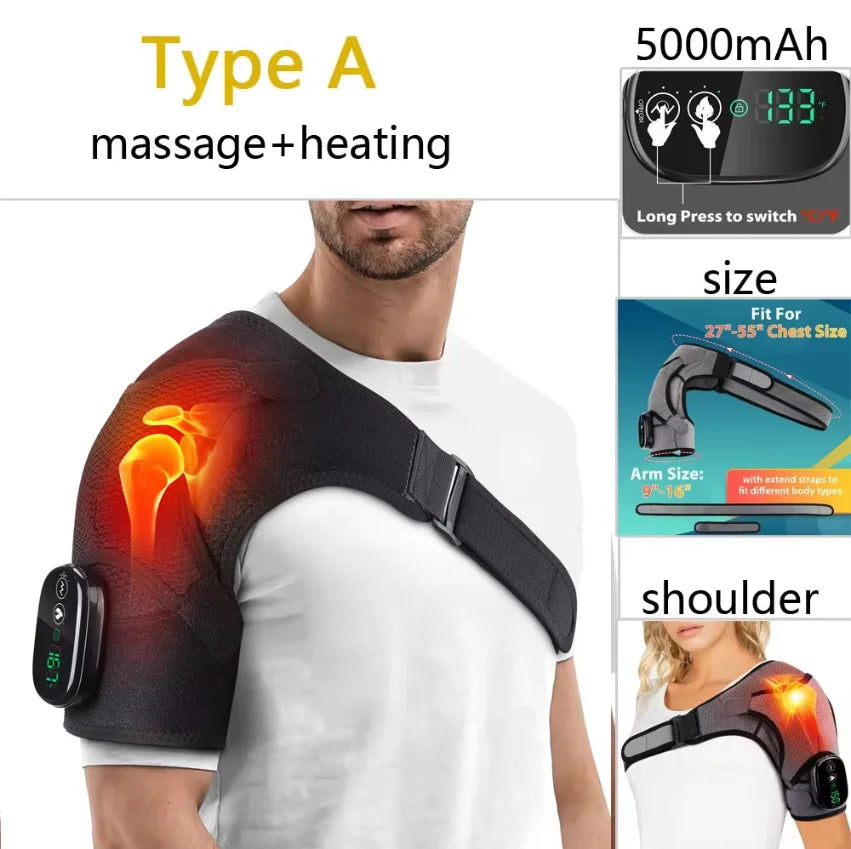Electric Shouldert Heating Pad 3 Modes Vibration Shoulder Wrap With Hot Compress Shoulder Massager