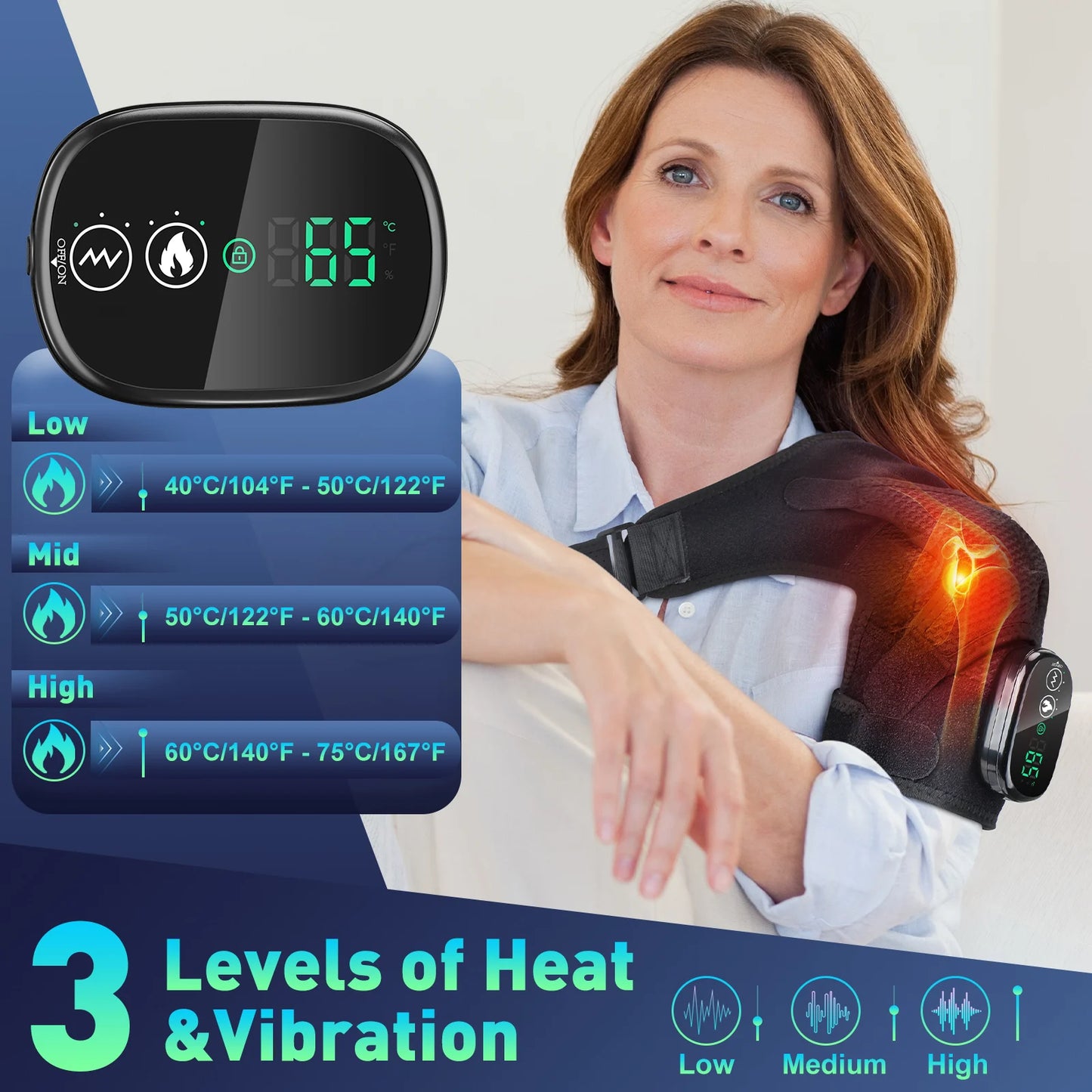 Electric Shouldert Heating Pad 3 Modes Vibration Shoulder Wrap With Hot Compress Shoulder Massager