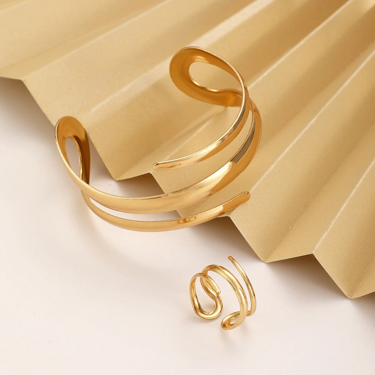 Thick Bracelet and Ring Jewelry Set