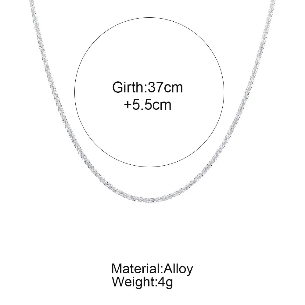 Shiny Sparkling Silver-Plated Clavicle Chain Necklace Bracelet Jewelry Set