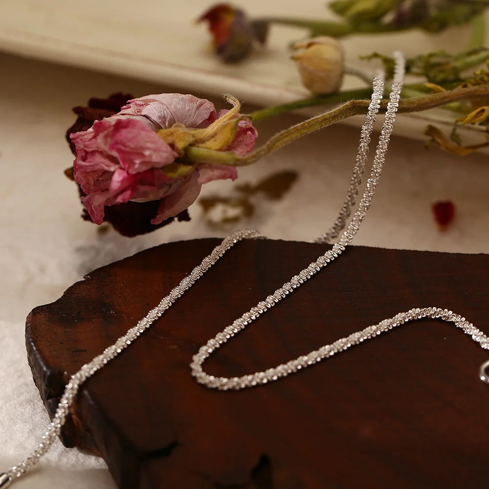 Shiny Sparkling Silver-Plated Clavicle Chain Necklace Bracelet Jewelry Set