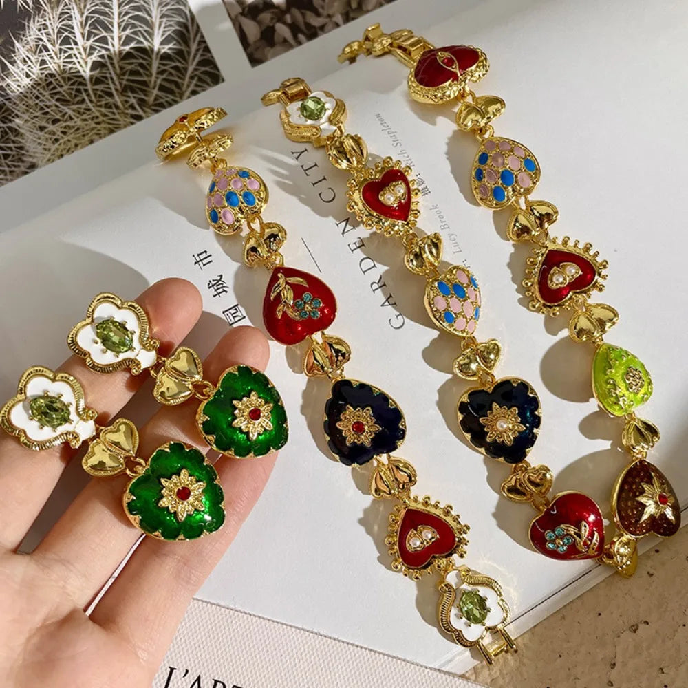Retro Colorful Artistic Carved Jewelry
