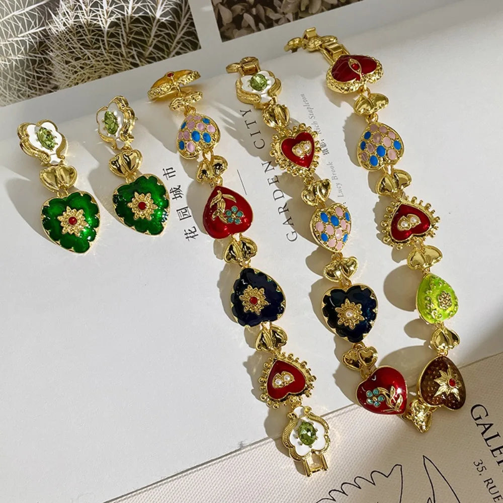 Retro Colorful Artistic Carved Jewelry