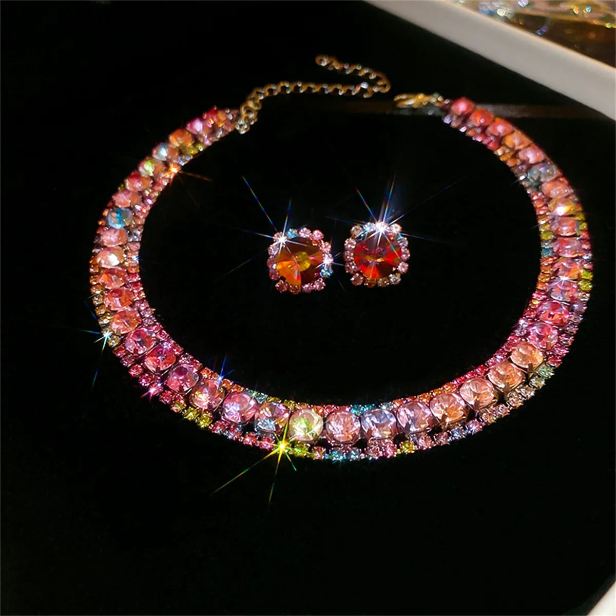 Luxury Crystal Necklace Earrings Set
