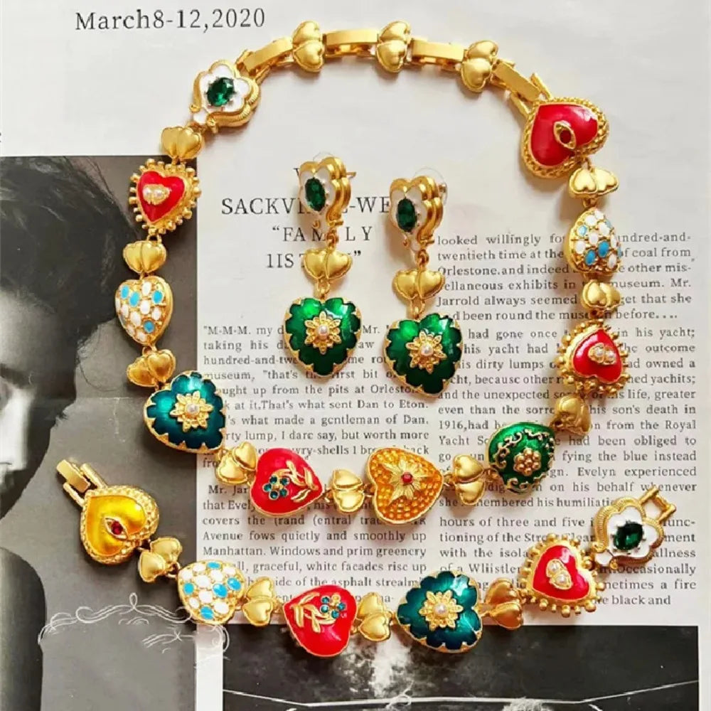 Retro Colorful Artistic Carved Jewelry