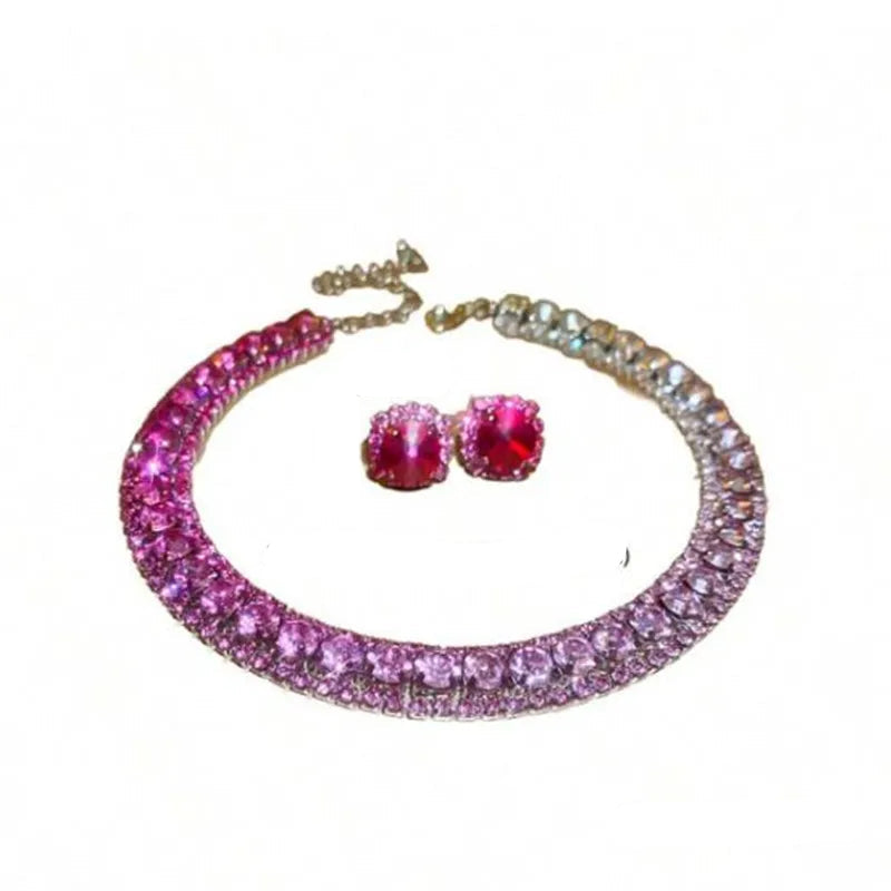 Luxury Crystal Necklace Earrings Set