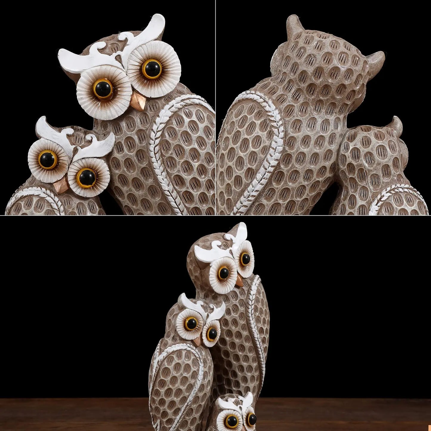 Cute Three Owl Statue