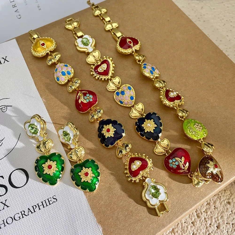 Retro Colorful Artistic Carved Jewelry